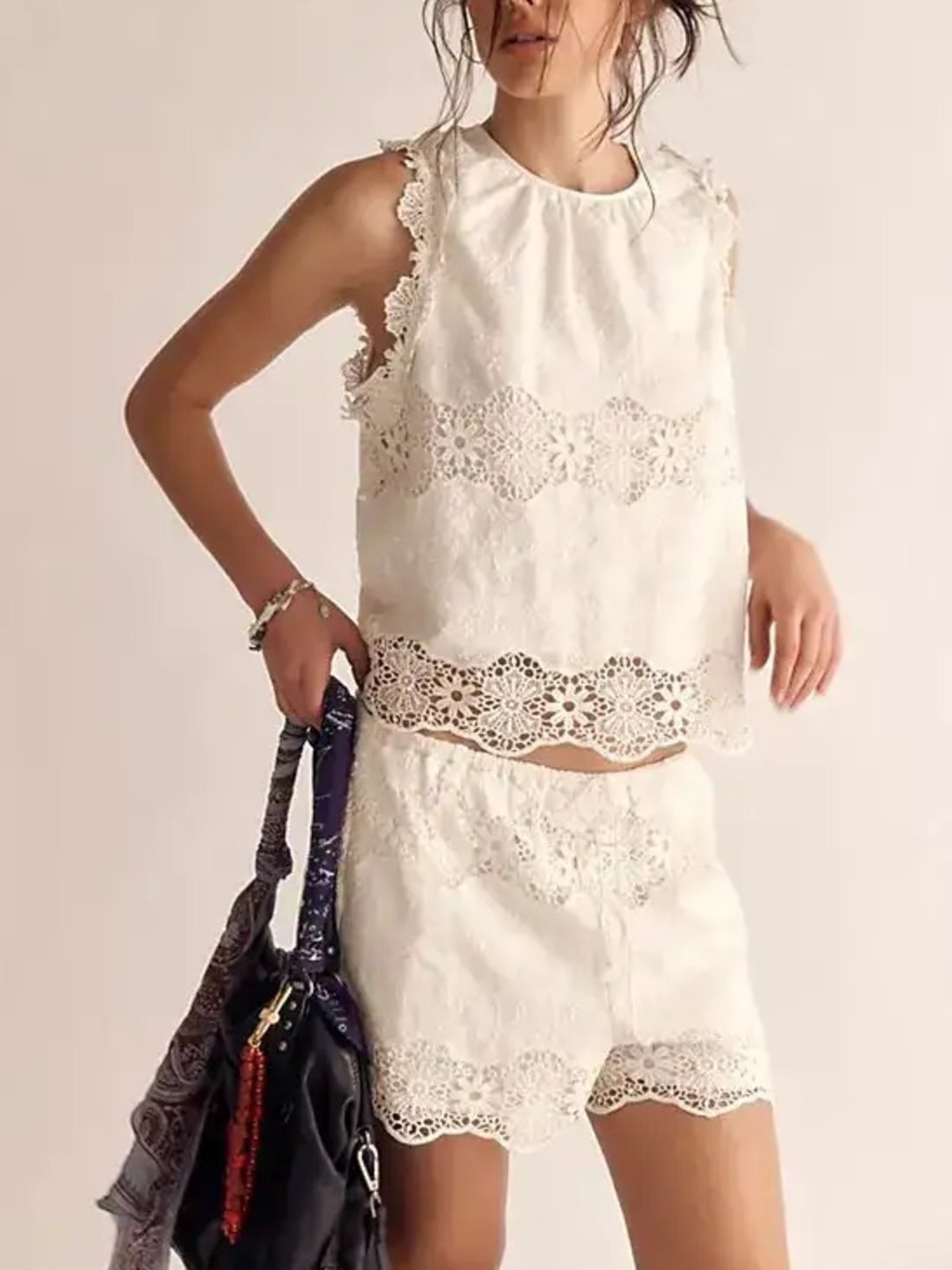 FREE PEOPLE Lace Ashtin 2 Pcs Set | Ivory Size S